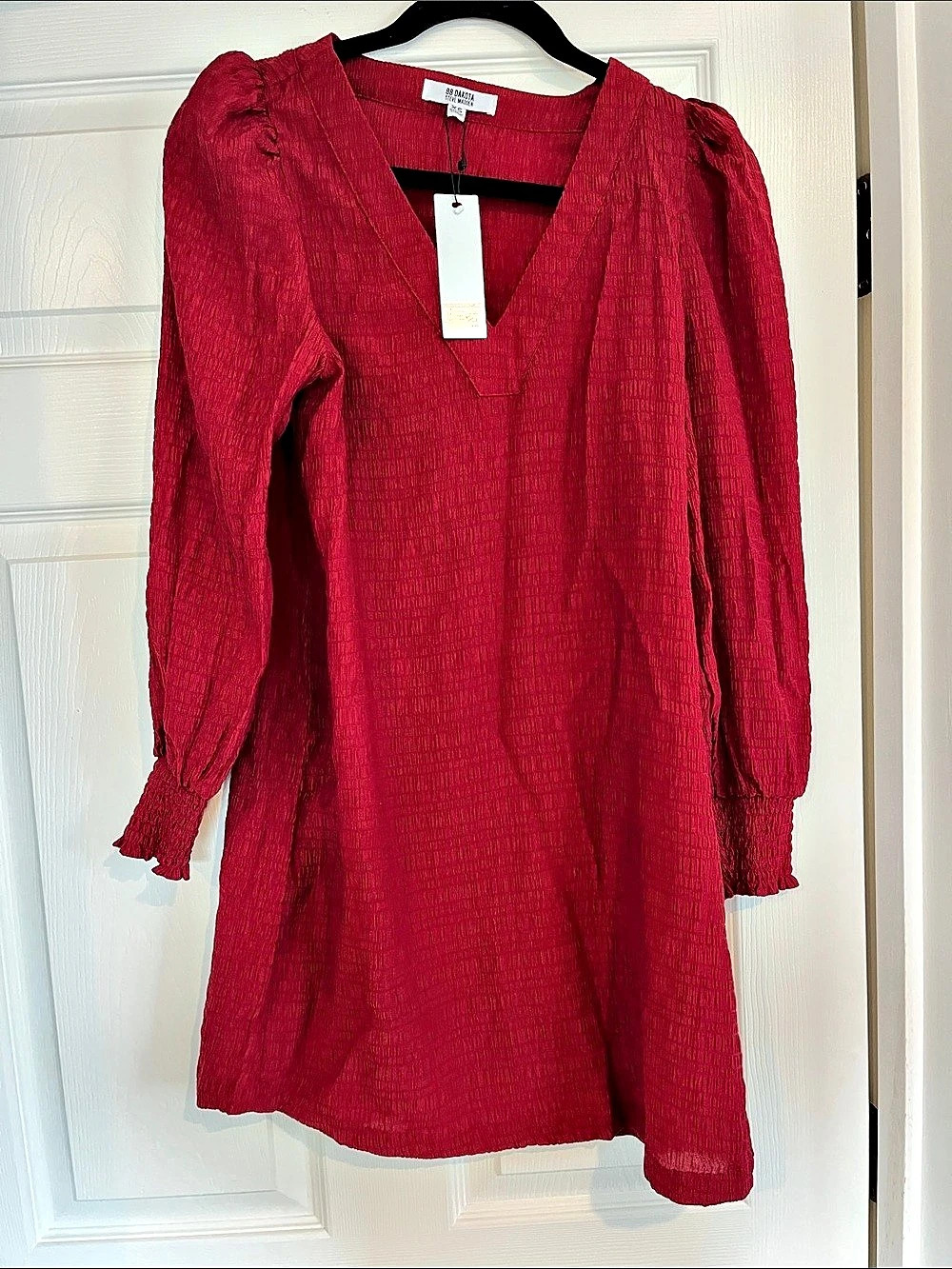 BB Dakota Long Sleeve Mini Dress in dark Red Size XS NWT